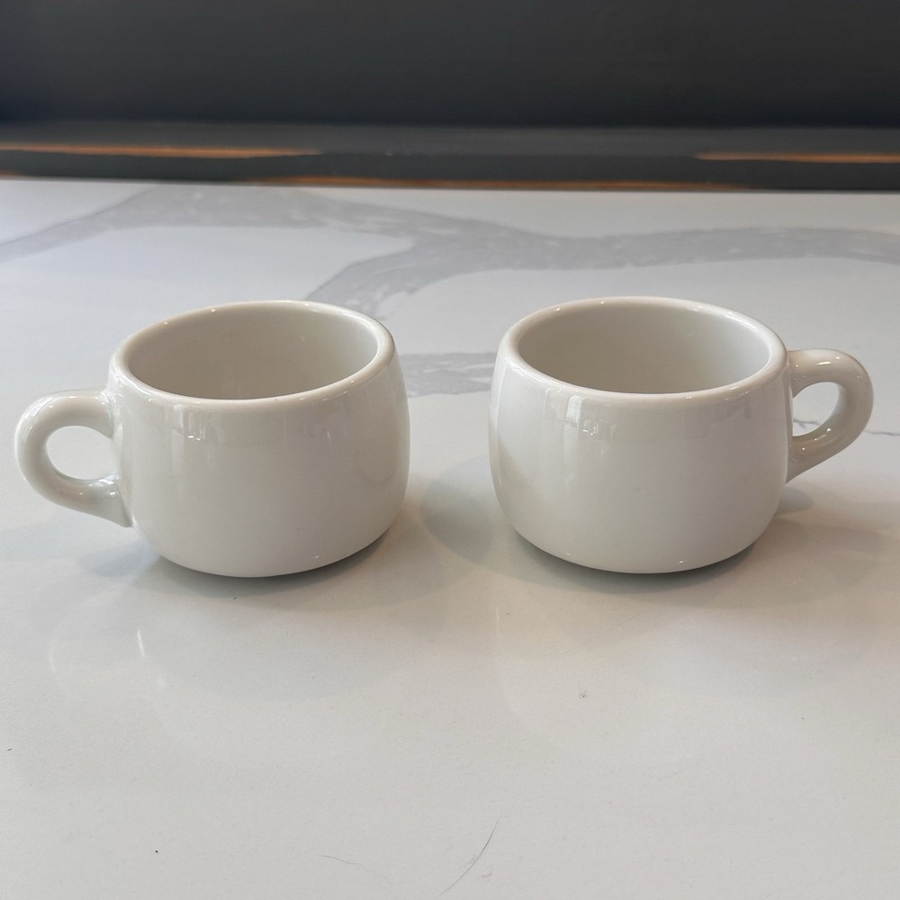 Vintage 1962 Syracuse China White Diner Coffee Cups Restaurant Ware Set of 2 USA